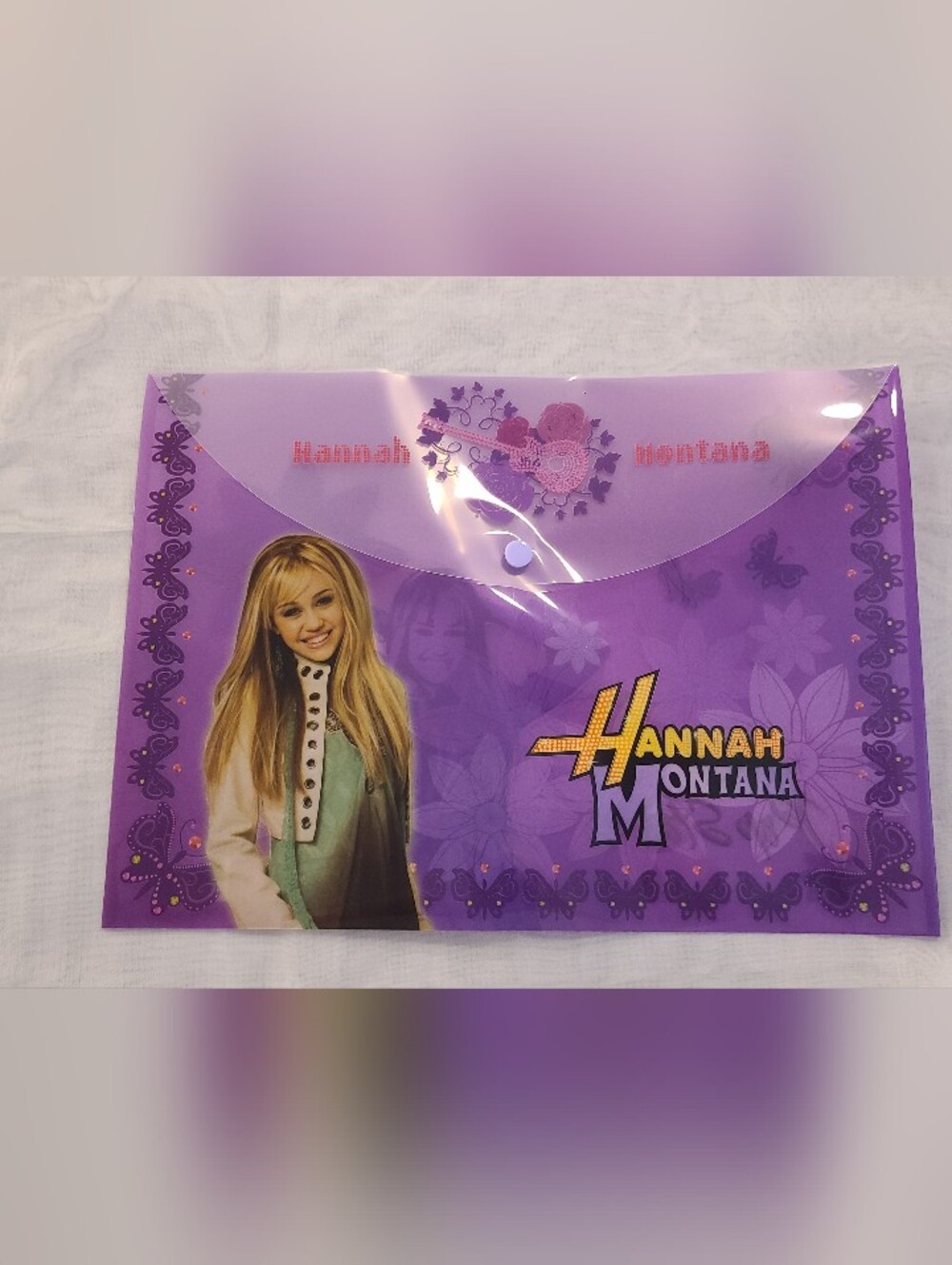 New Hannah Montana Plastic Snap Folder - Purple